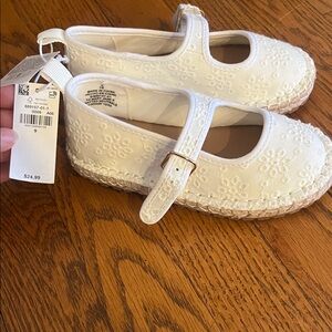 White Embroidered Kids Shoes